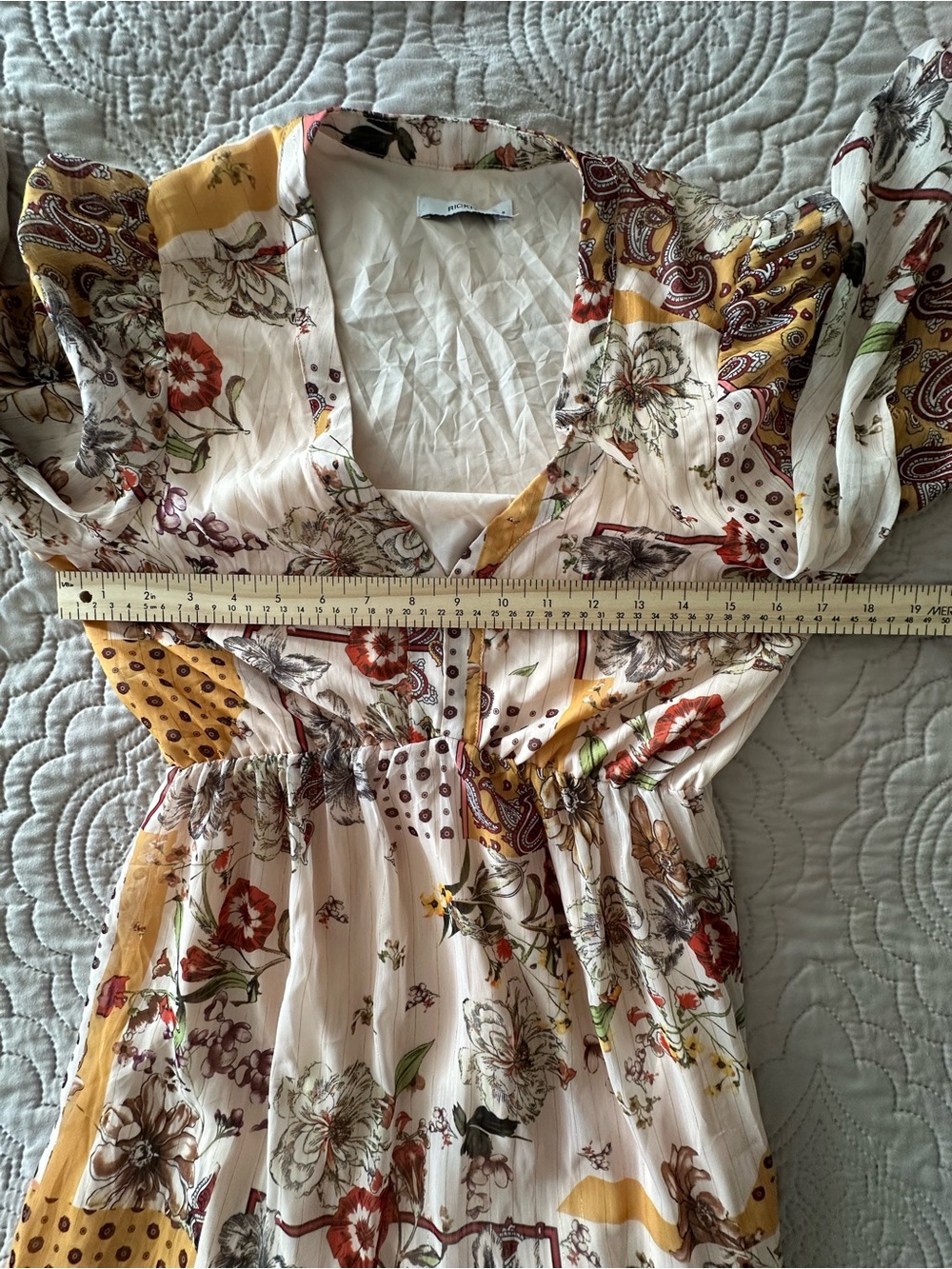 Cottagecore Floral Boho Midi Maxi Dress Small Long Sleeve Tiered Lined Artsy - Picture 10 of 15